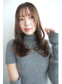 韓国風ロングレイヤー/くびれヘア/艶ブラウンカラー