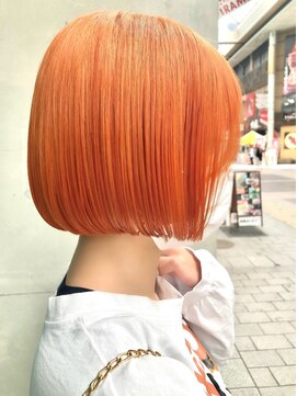 ブラウン(Brown) オレンジカラー×ボブ