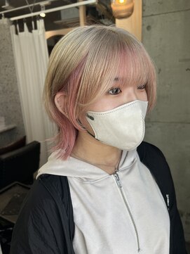 ラニヘアサロン(lani hair salon) ホワイトベージュ/ペールピンク　インナーカラー