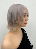 12119髪質改善ボブホワイトブロンドシルバーアッシュストレート
