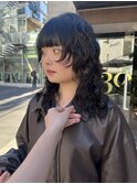 △癖毛風パーマウルフパーマレイヤーパーマブルーブラック