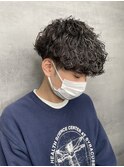 MEN'S HAIR/ブルーブラック/スペインカール/韓国マッシュ