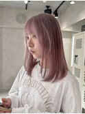 ブリーチ＆ダブルカラー/レイヤーカット/ホワイトピンクベージュ