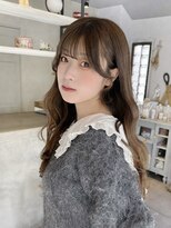 ユヌ(Une) ブリーチなしダブルカラー透明感ブラウンカラー前髪カット