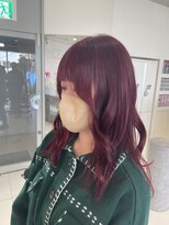 ステラ ヘア デザイン サロン(STELLA hair design salon)&nbsp;深みワインレッド×ミディアムレイヤースタイル【由比藤】