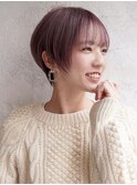 大人可愛い20代30代40代黒髪前下がりひし形小顔ボブ丸みショート