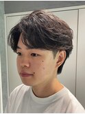 フェザーパーマ×刈り上げセンターパート