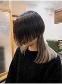 クラゲヘアー インナーカラー 黒髪 姫カット 前下がりボブ