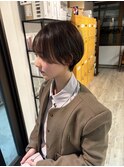 大人可愛い20代30代40代黒髪前下がりショートボブ丸みショート◎