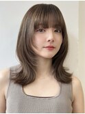 ハッシュカット/顔周り/ラテベージュ/脱白髪染め２