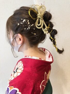スーパーカット 元町店(SUPER CUT) 卒業式ヘアセット　金粉　紐アレンジ　袴着付け