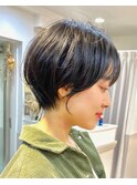 大人可愛い20代30代40代黒髪前下がりショートボブ【GRAFF銀座】