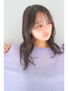 ガリカ 横浜(Gallica) 抜け感くびれセミロング/シースルーバング/オリーブベージュ