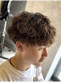 波巻きスパイラルmixパーマ刈り上げマッシュ