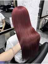 リア(riah) ダブルカラー/チェリーレッドカラー/レイヤーカット韓国ヘア