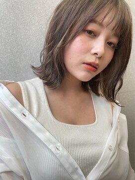 サンド ミュウ 横浜店(sand mieu) ミルクベージュ ゆるめカール x ボブ(20代向け) カット