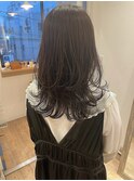【松本咲花】韓国風ロングレイヤーカット　暗髪ブルーブラック