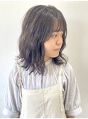 【FOLK】透明感グレージュ☆似合わせ波巻きミディアム♪