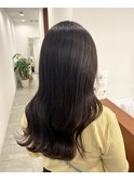 黒髪 暗髪 重めレイヤー 艶カラー グレーベージュ 韓国