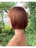 オレンジベージュ#切りっぱなしボブ#ショート#ダブルカラー#豊橋