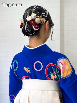 タグマル 卒業式袴着付けヘアセット☆タイトシニヨン水引金箔アレンジ