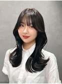 韓国風レイヤーカット顔まわりくびれオルチャン堀江