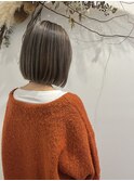 切りっぱなしボブ、おしゃれハイライト、白髪ぼかし