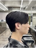 メンズセンターパートウルフセンターパートニュアンスパーマ襟足