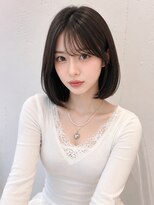 シー バイ ロンド 新宿(Sea by Lond)&nbsp;ワンホンレイヤ ー×ダークブルー[デジタルパーマ/ボブ/韓国]