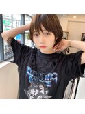 添田】耳かけ無造作パーマショートイメチェンココアブラウン