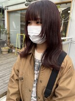 ツイギー 宮西店(TWiGGY) 顔まわりウルフ×レッドブラウンカラー