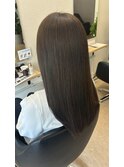 薄めバング前髪ウェットヘア透明感オリーブベージュ◎艶髪