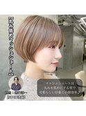マッシュショート前髪長めハンサムショート黒髪ショート襟足短め