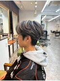 メンズカット 眉カット メッシュ ハイライト シルバー
