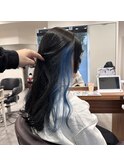 ブルーインナーカラー◎軽やかレイヤーで洒落感UP