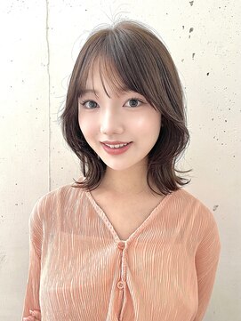 ビーチ(BEACH) レイヤーカット/韓国ヘア/クラゲヘアー/小顔/オリーブグレー黒髪