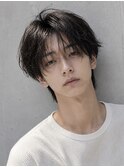 毛流れハンサムショートセンターパートメンズ黒髪爽やか
