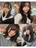 小顔カット+透明感カラー+3stepトリートメント　新宿東口