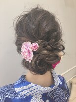 浴衣 ふんわりオールバックシニヨン