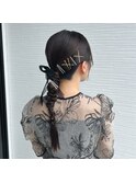 佐賀/結婚式/ピンアレンジ/ヘアセット/ローポニーテール/