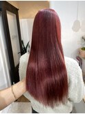 桑名ロングレイヤーカットロングヘアピンクブラウンカラー韓国
