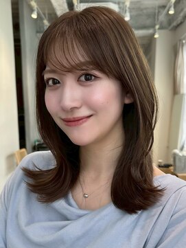 ノイ 銀座(noi) 顔周りレイヤーカットくびれヘアミルクティーベージュカラー韓国