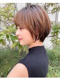 ◎前下がりショートボブハンサムショートカットカラーパーマケア