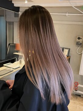 ペールラベンダーピンクバレイヤージュ