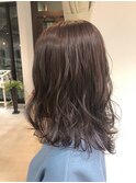 ピンクベージュ×ナチュラルウェーブ