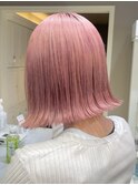 ba572_ベビーバングニュアンスカラーボブルフミルクティーピンク