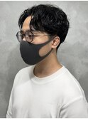 黒髪アップバングウェーブパーマ刈り上げシークレットパーマ流行