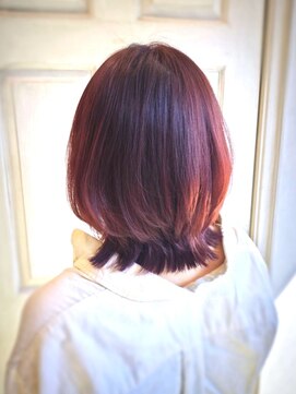 アロマ ヘアー ルーム 新宿3号店(AROMA hair room) ワインレッド系ピンクブラウンおしゃれ女子ウルフヘア/新宿