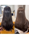 《★髪質改善うる艶水素カラー＋カット★》【before→after】