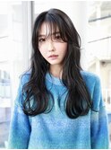 長めバング/重めロング/姫カットレイヤー/黒髪/艶髪/自由が丘